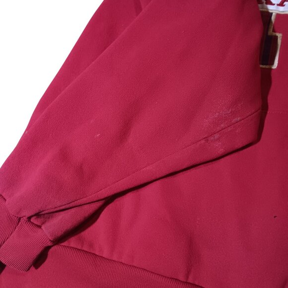Vintage XL Nebraska Huskers Red Hoodie Sweatshirt Big Red 90s Patch Pullover USA - Picture 4 of 8